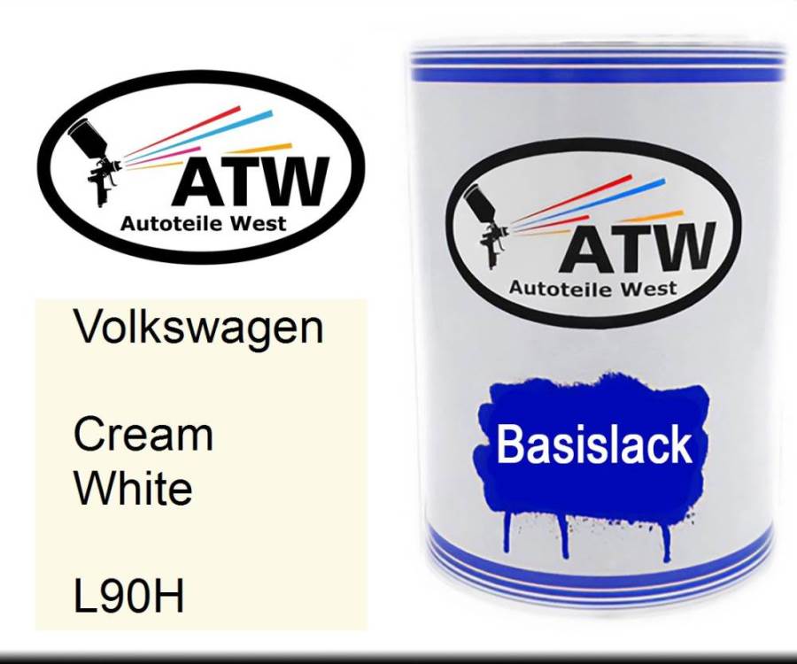 Volkswagen, Cream White, L90H: 500ml Lackdose, von ATW Autoteile West.